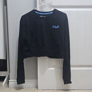 Fila Black VILLIANS Crop Top with Blue Logo M MEDIUM